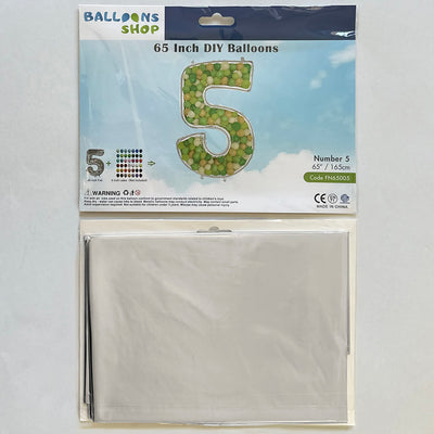 Balon Folie DIY Cifra 5 Argintiu 165cm