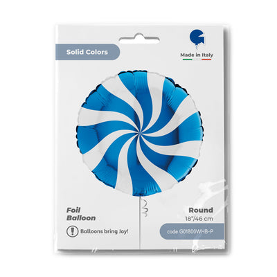 Round Foil Balloon Lollipop White-Blue 46cm Grabo