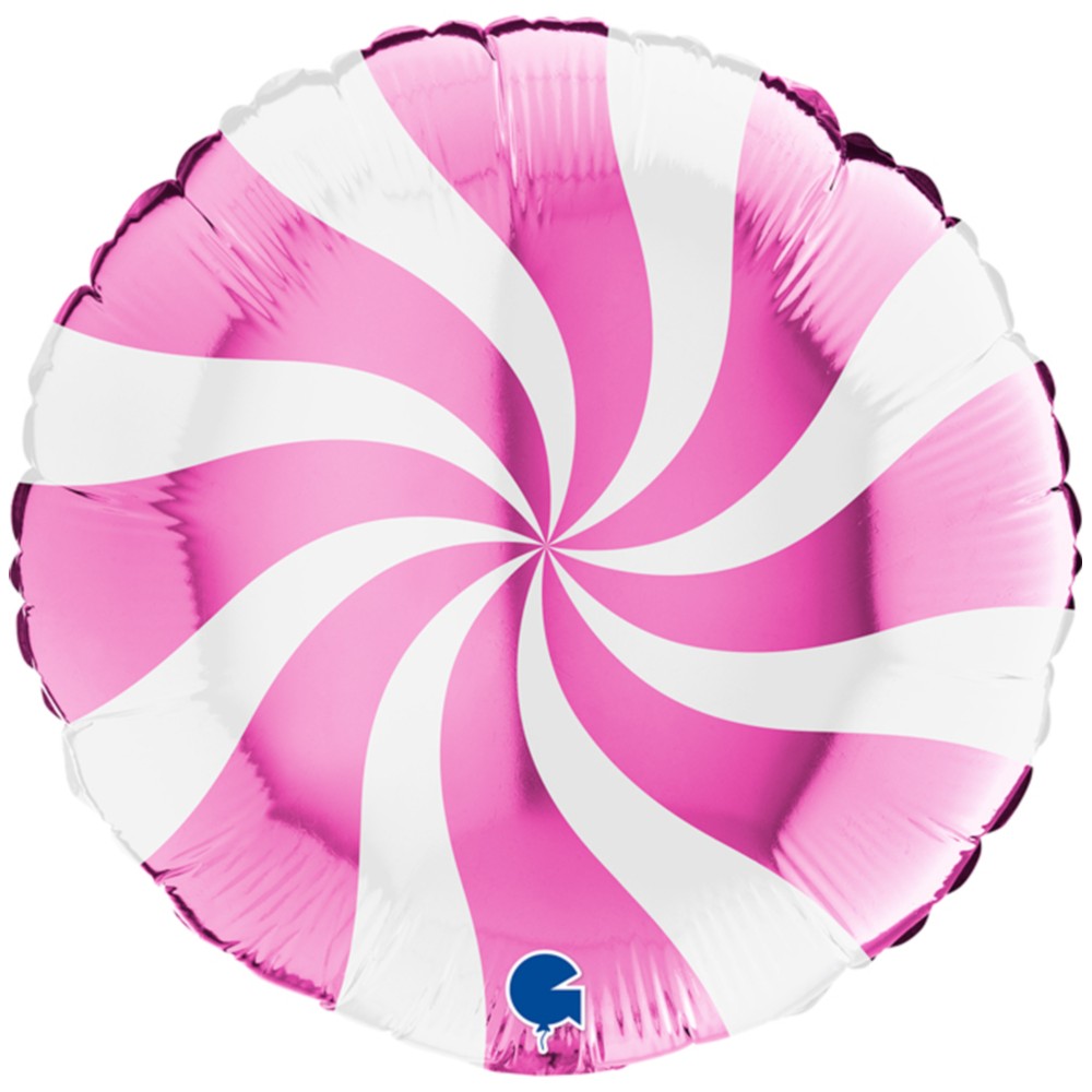 Round Lollipop White-Fuchsia Foil Balloon 46cm Grabo