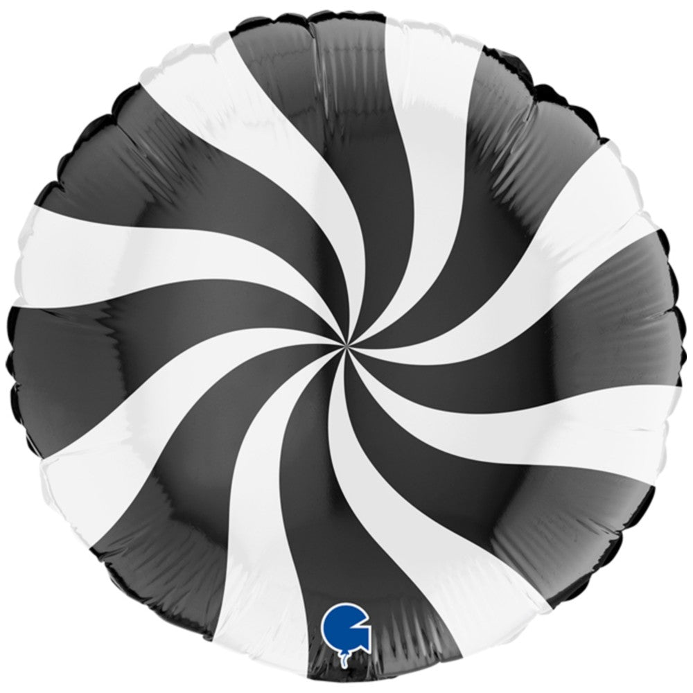 Round Black and White Lollipop Foil Balloon 46cm Grabo