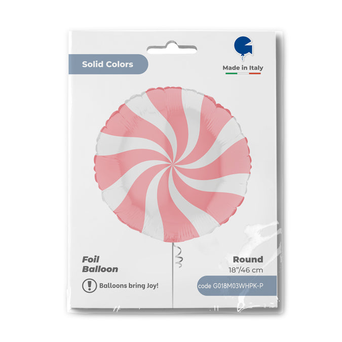 Balon Folie Rotund Acadea Alb-Baby Pink 46cm Grabo