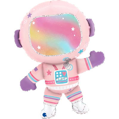 Pink Astronaut Figure Foil Balloon 71cm