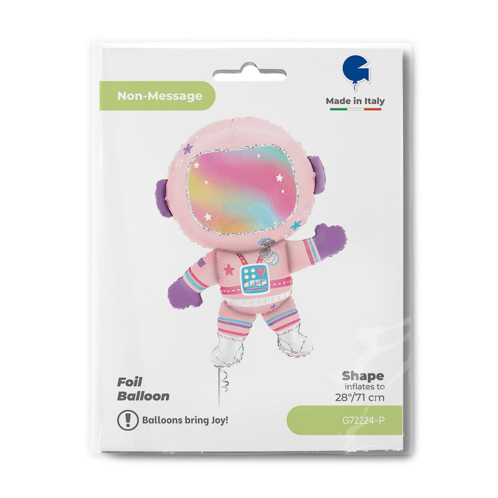 Pink Astronaut Figure Foil Balloon 71cm