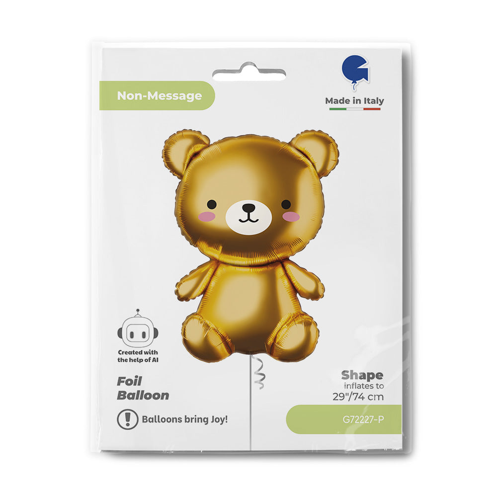 Foil Balloon Bear Figure AI Gold 74cm