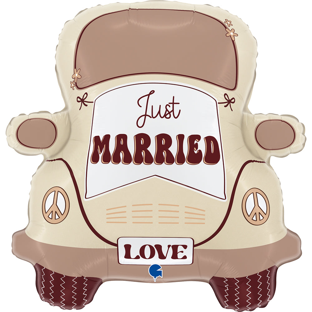 Balon Folie Figurina Masina Just Married 66cm