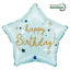 Balon Folie Stea Happy Birthday Blue 46cm