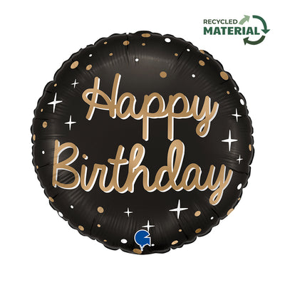 Round Foil Balloon Happy Birthday Gold 46cm