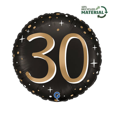 30th Anniversary Gold Round Foil Balloon 46cm