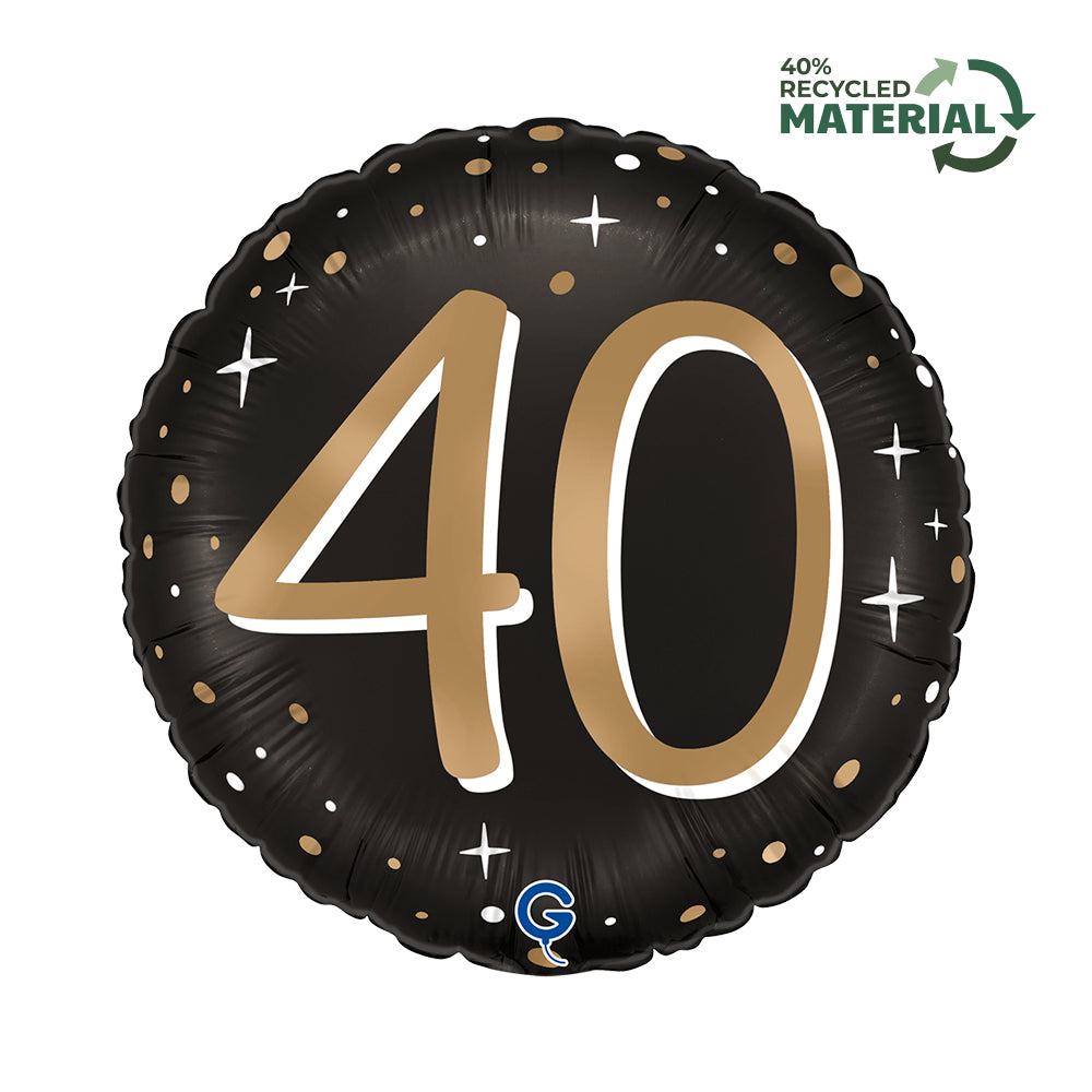 40th Anniversary Round Foil Balloon Gold 46cm