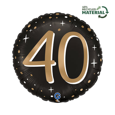 40th Anniversary Round Foil Balloon Gold 46cm