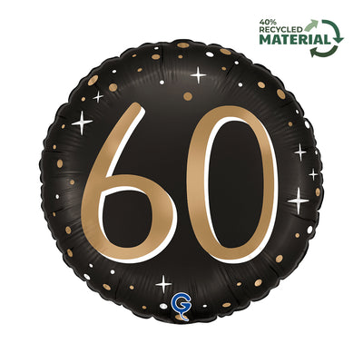 Round Gold 60th Anniversary Foil Balloon 46cm
