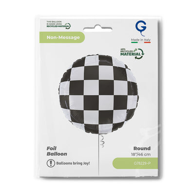 Round Checkerboard Foil Balloon 46cm