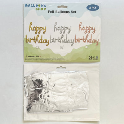 Balon Folie Scris Cursiv Happy Birthday Argintiu