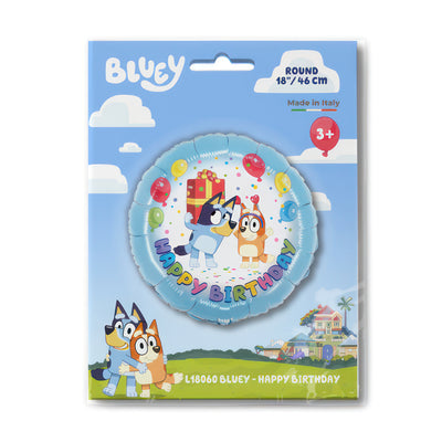 Round Foil Balloon Happy Birthday Bluey 46cm