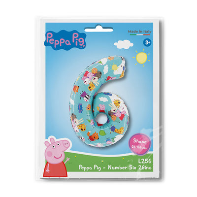Foil Balloon Number 6 Peppa Pig 66cm