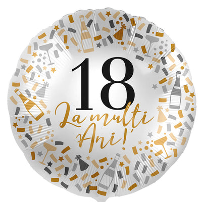 Balon Folie La multi ani! Cifra 18 Confetti Auriu 43cm