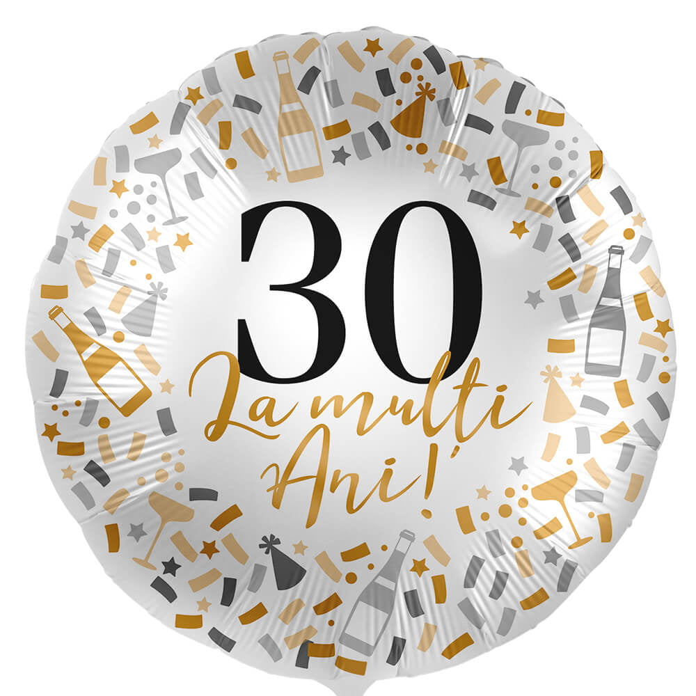 Balon Folie La multi ani! Cifra 30 Confetti Auriu 43cm