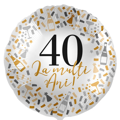Balon Folie La multi ani! Cifra 40 Confetti Auriu 43cm