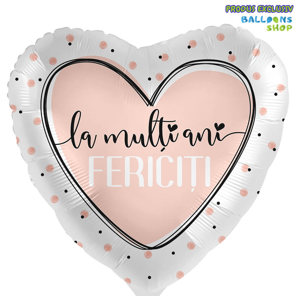 Balon Folie Inima La multi ani fericiti 43cm