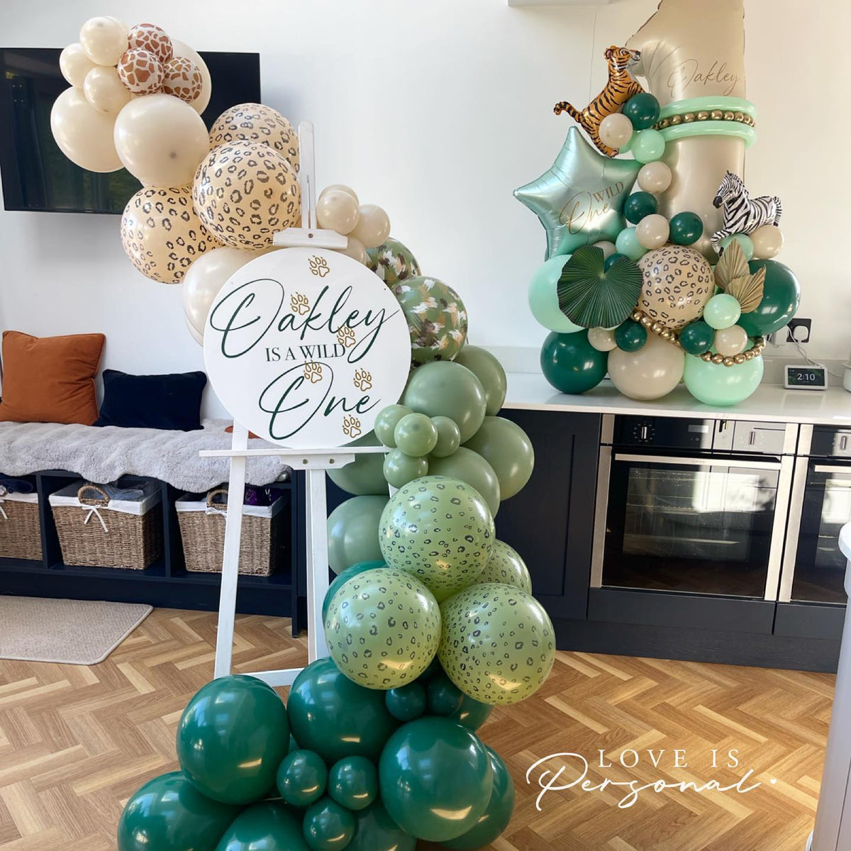 Balloons latex 30cm Safari Leopard - Eucalyptus (Print: Black)