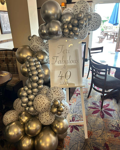 30cm Safari Leopard Latex Balloons - White Sand (Print: Black)