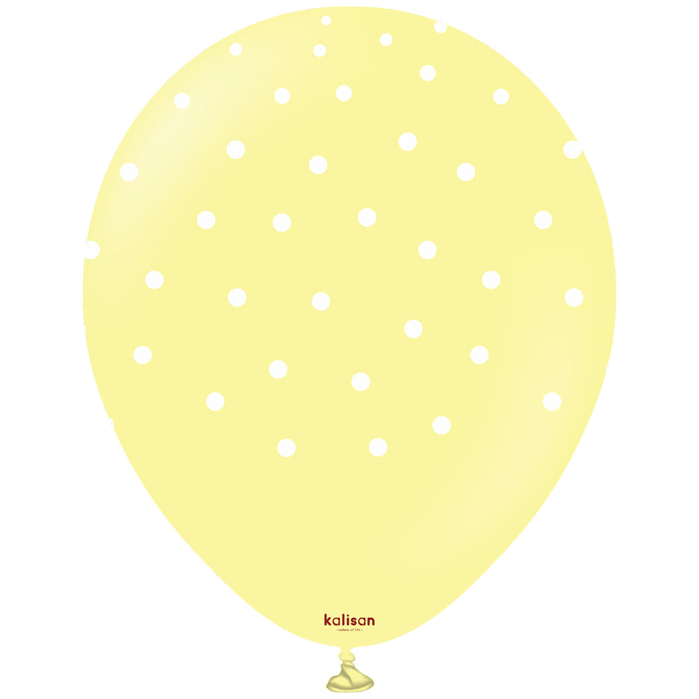 SET 25 Latex Balloons 30cm Macaron assorted with white polka dots