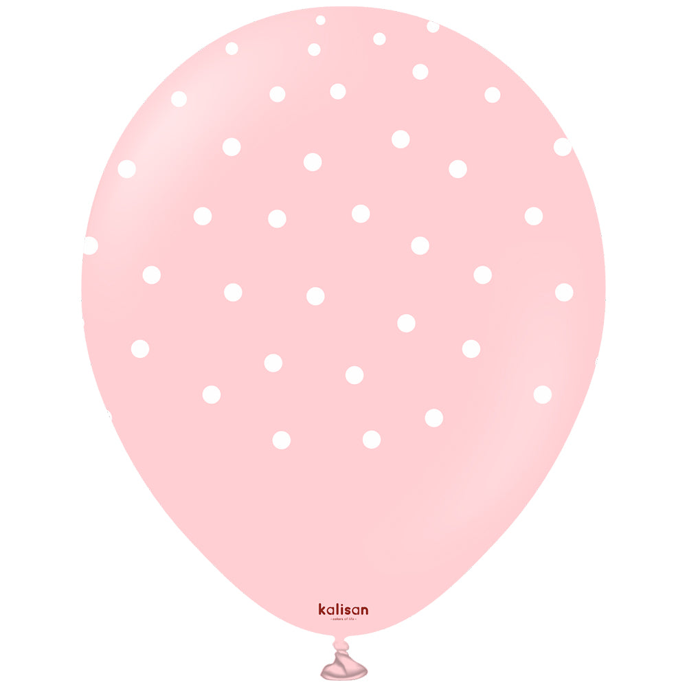 SET 25 Latex Balloons 30cm Macaron assorted with white polka dots