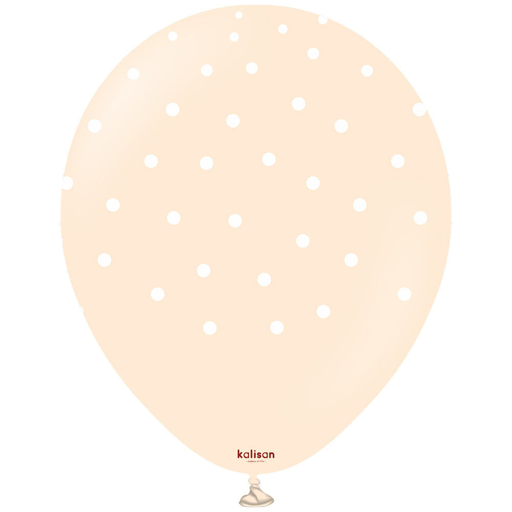 SET 25 Latex Balloons 30cm Macaron assorted with white polka dots