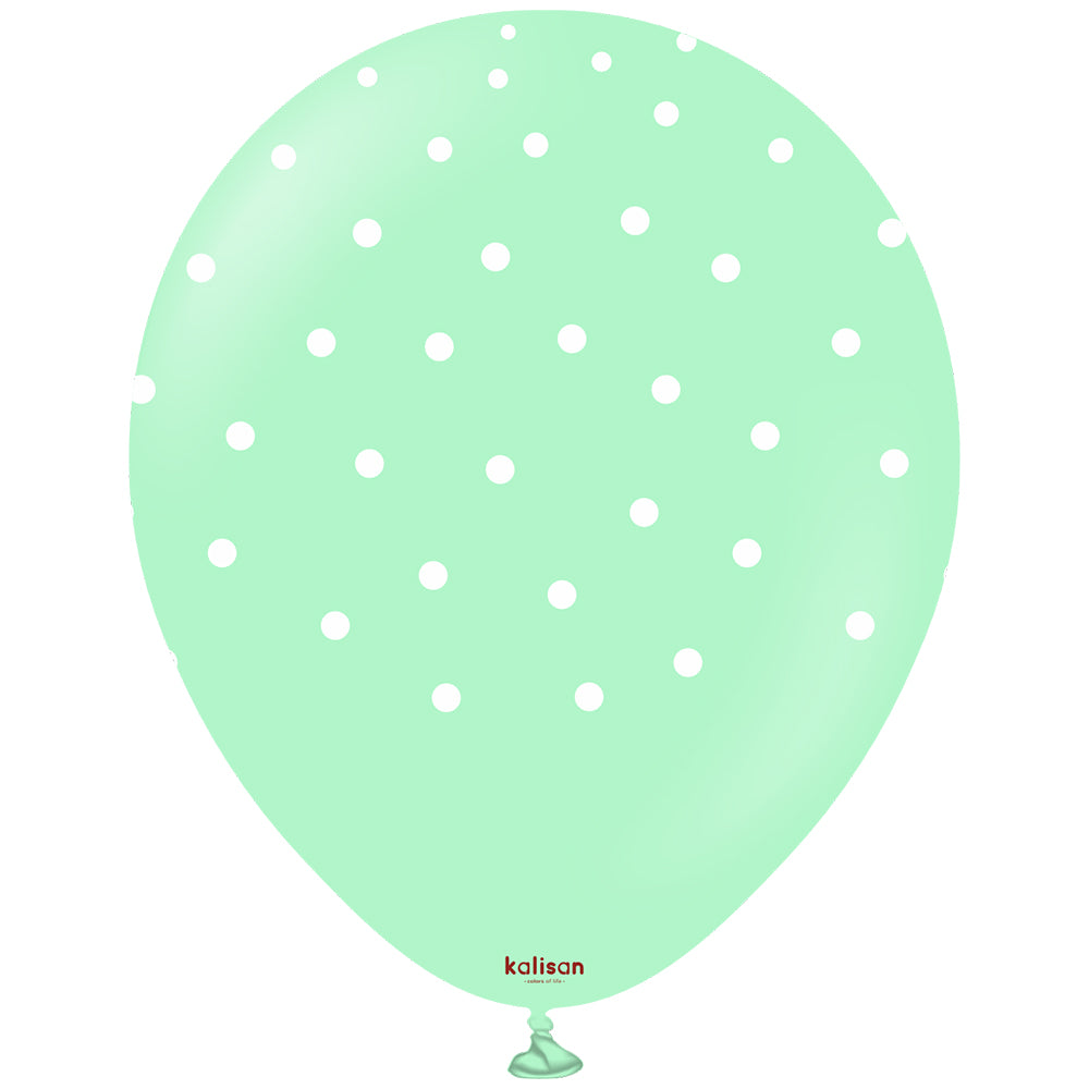 SET 25 Latex Balloons 30cm Macaron assorted with white polka dots