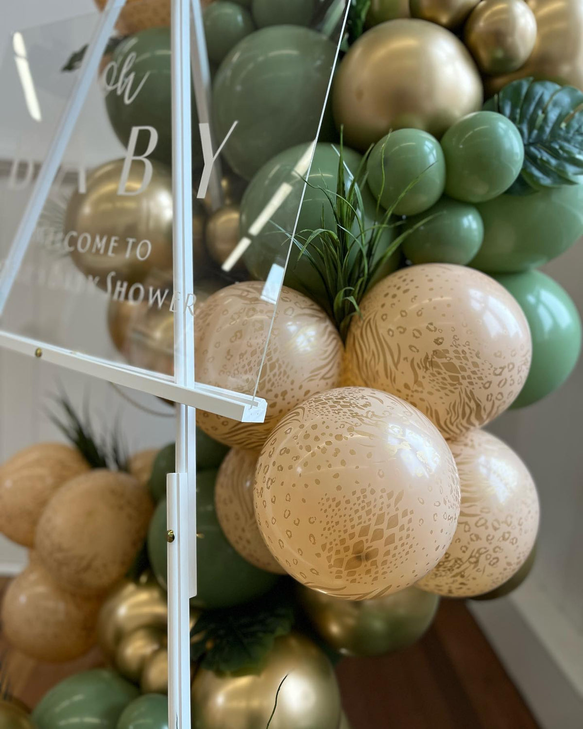Jumbo latex balloon 60cm Safari Mutant - Blush Print - Gold
