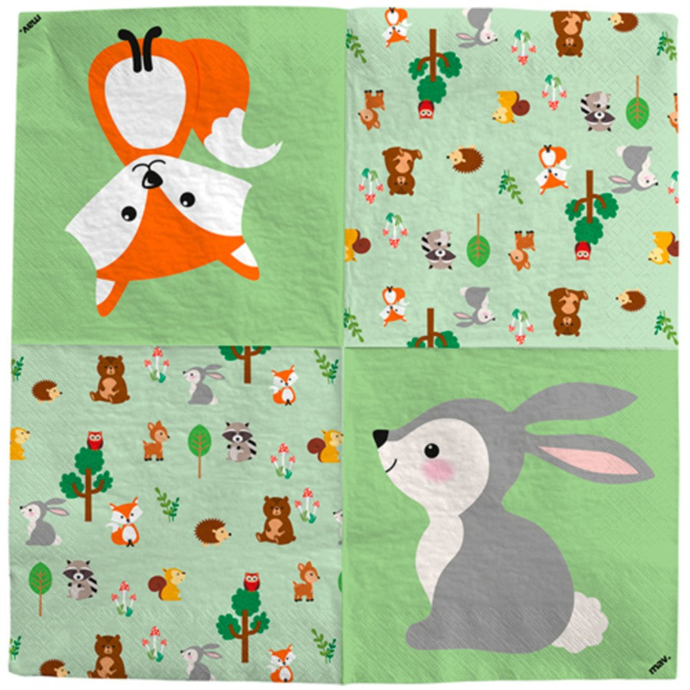 Set of 20 Woodland Napkins 33x33cm Grabo