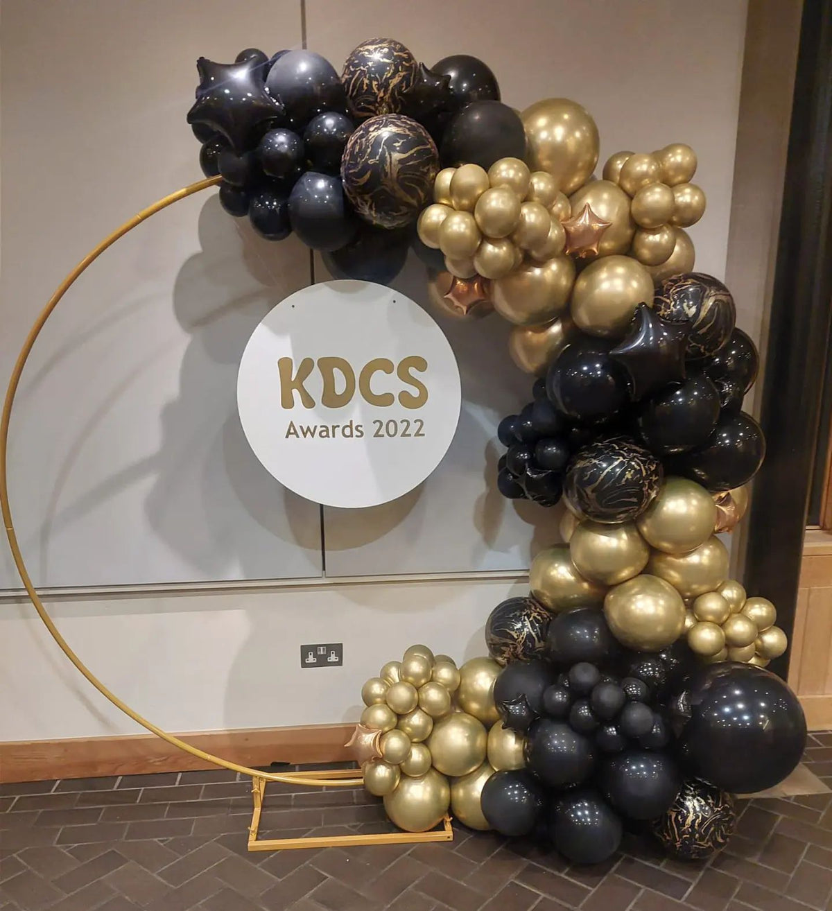 30cm Space Nebula Latex Balloons - Black (Print: Gold)