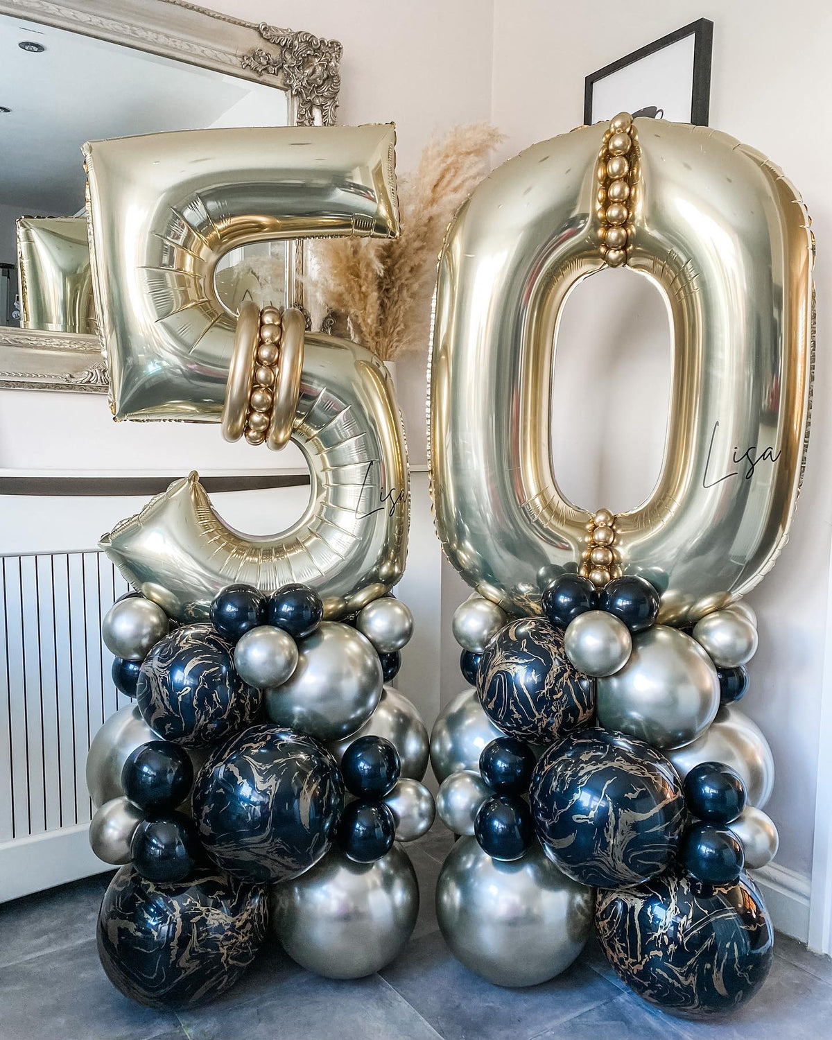 60cm Space Nebula Jumbo Latex Balloon - Black (Print: Gold)