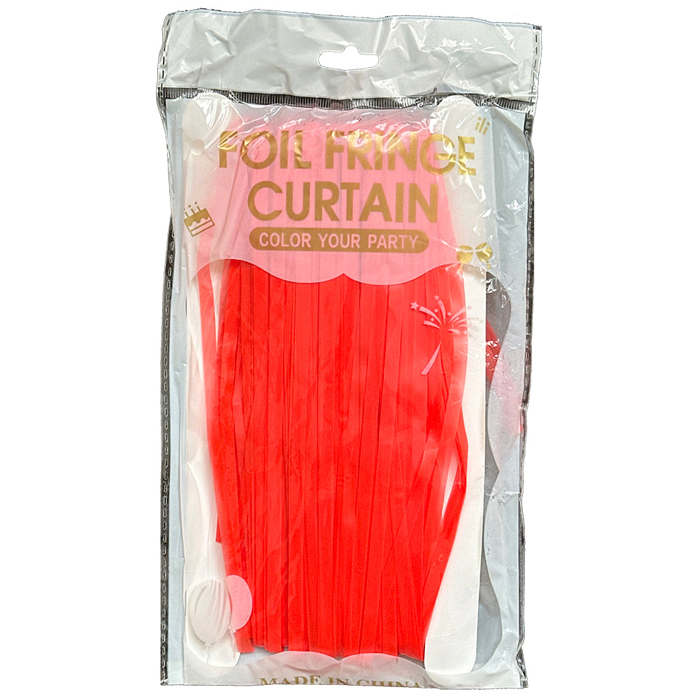 Metallic Foil Fringe Curtain Coral Pastel 100x200cm