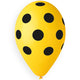 Latex Balloons 33cm Yellow with Black Polka Dots GS120.02