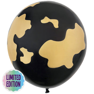 Latex Balloons 30cm Safari Country Cow - Black (Print: Gold)