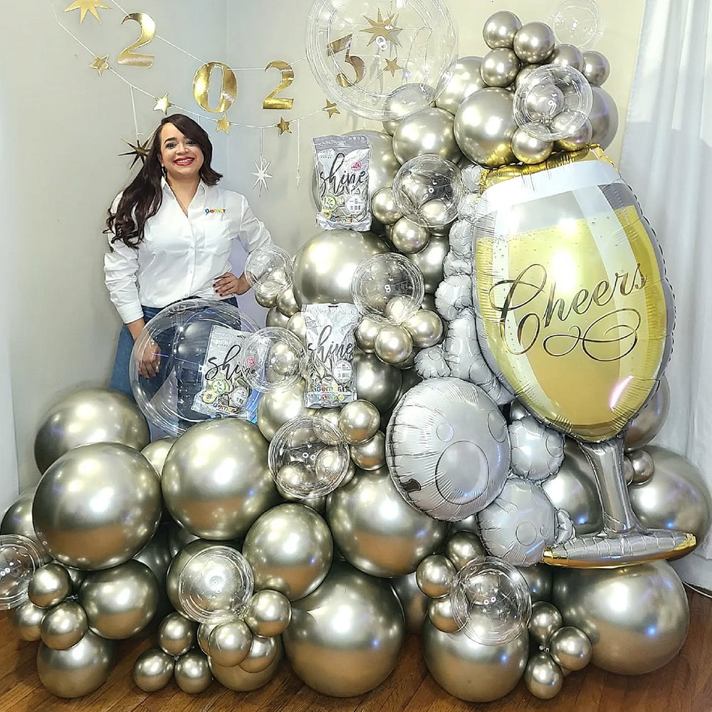 SET 250 Baloane Latex 33cm Shiny Prosecco MAXI GB120.85