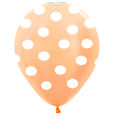 Baloane Latex 26cm Somon cu Buline Albe - G90DOTS.60