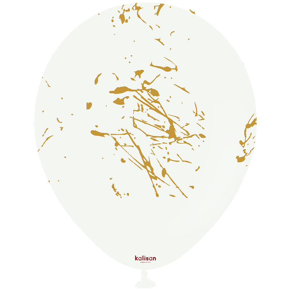 SET 25 Baloane latex 30cm Albe print Splatter Gold