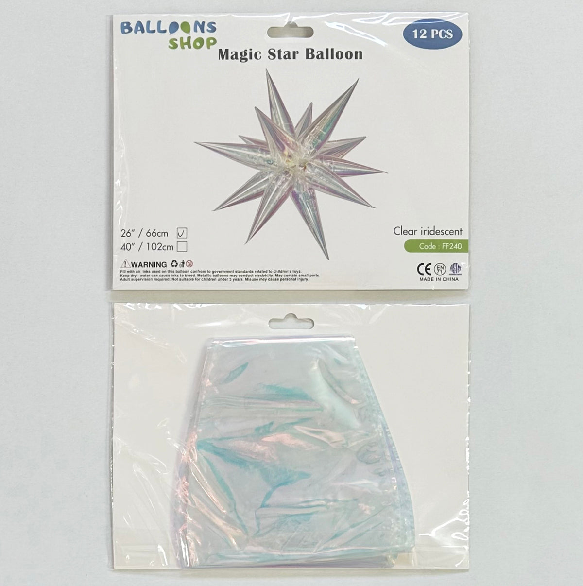 Iridescent Magical Star Foil Balloon 66cm
