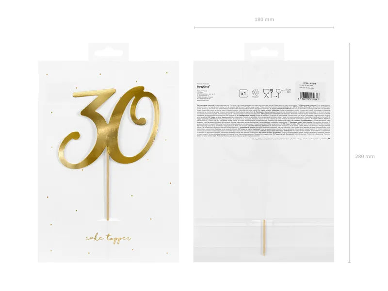 Decoratiune pentru Tort 30 ANI Auriu 20.5cm