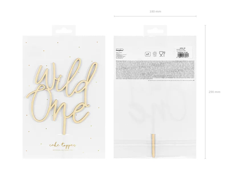 Decoratiune pentru Tort din Lemn Wild One 22cm