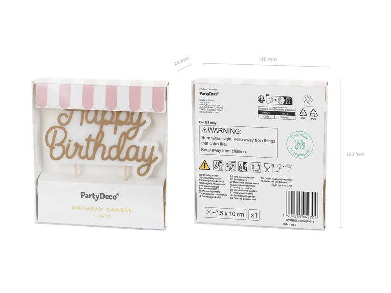 Lumanare Happy Birthday Aurie 7.5x10cm