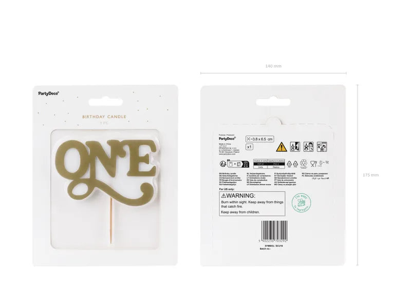 Lumanare Tort Prima Aniversare Gold ONE 6.5cm