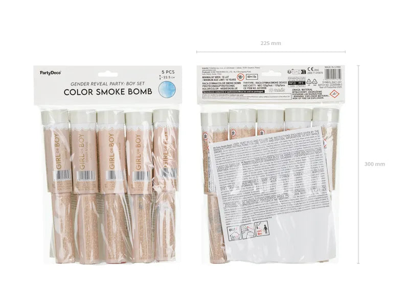 Set 5 Fumigene Gender Reveal It's a Boy Bleu 22.5cm